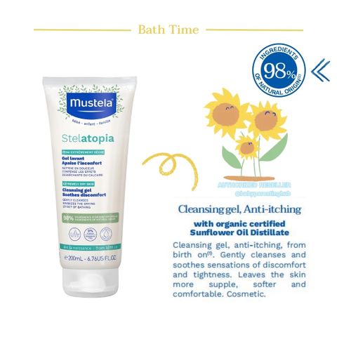 Sữa Tắm Gội Mustela 200ml Cho Bé Viêm Da Cơ Địa, Chàm Thể Tạng - Dịu Nhẹ, Không Mùi, Chống Dị Ứng, Dành Cho Da Nhạy Cảm