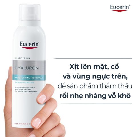 Xịt Dưỡng Ẩm Eucerin Hyaluron Mist Spray 150ml - Nước Xịt Khoáng Dành Cho Da Nhạy Cảm, Dưỡng Ẩm & Làm Sáng Da