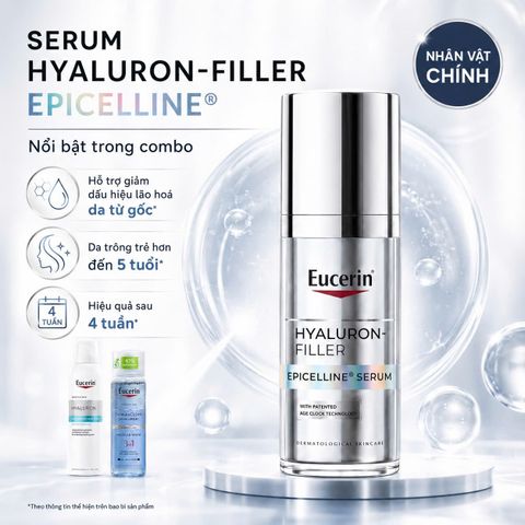 Bộ Chăm Sóc Da Eucerin Hyaluron Filler Epicelline Serum + Micellar Water + Mist Spray cấp ẩm
