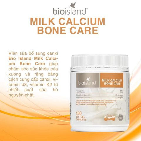 Viên uống Canxi sữa Bio Island Milk Bone Care 150 viên bổ sung canxi cho bà bầu, trẻ dậy thì (có tem phụ)