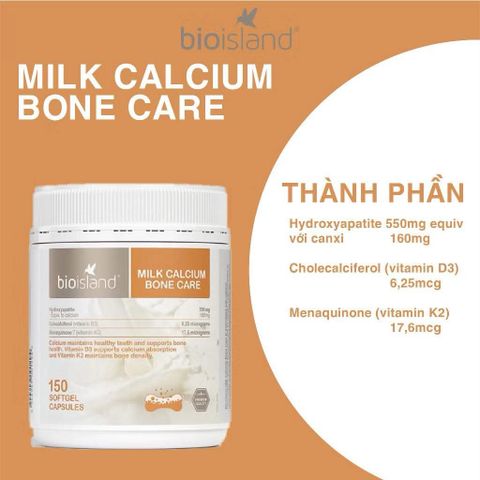 Viên uống Canxi sữa Bio Island Milk Bone Care 150 viên bổ sung canxi cho bà bầu, trẻ dậy thì (có tem phụ)