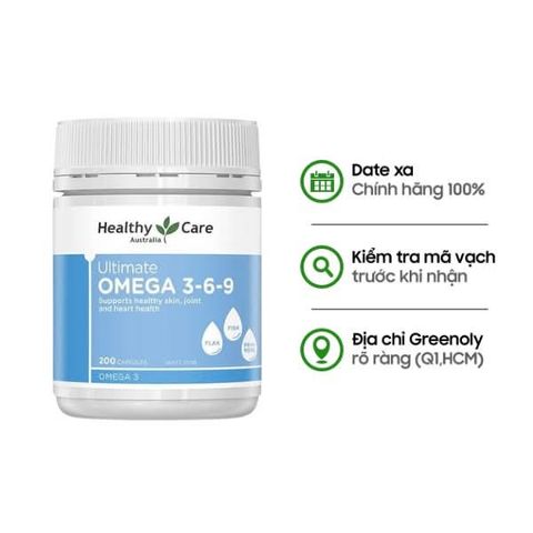 Viên uống Healthy Care Ultimate Omega 3-6-9 hỗ trợ tim mạch và thị lực (200 viên)