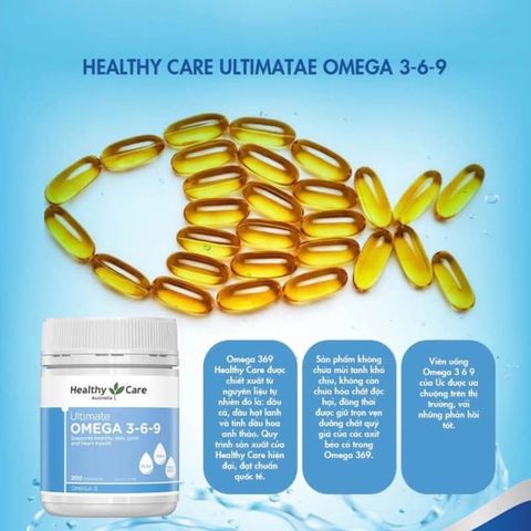 Viên uống Healthy Care Ultimate Omega 3-6-9 hỗ trợ tim mạch và thị lực (200 viên)