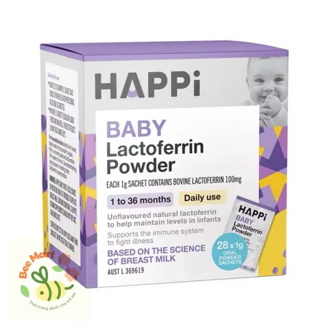 Men Happi Baby Lactoferrin 28g – Tăng miễn dịch, hỗ trợ tiêu hóa, phát triển trí não hàng Úc