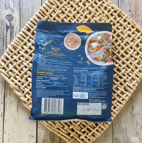 Hạt diêm mạch hữu cơ Wellness Road Tri Colour Quinoa bịch 500g từ Úc dễ chế biến món salad và ăn sáng