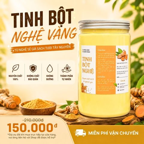 Tinh Bột Nghệ CAOFOOD Nguyên Chất 100% Từ Nghệ Sẻ Già Đaklak - Hàng Trồng Sạch Tự Nhiên, 500g