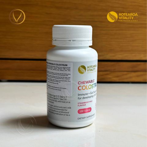 Kẹo sữa non hỗ trợ miễn dịch và đường ruột cho bé Aotearoa Vitality Chewable Colostrum 100 viên
