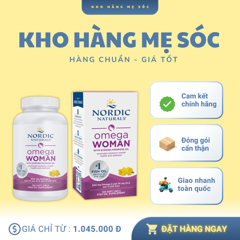 Viên uống Nordic Naturals Omega Woman + Tinh dầu hoa anh thảo 120 viên Mỹ - MẸ SÓC