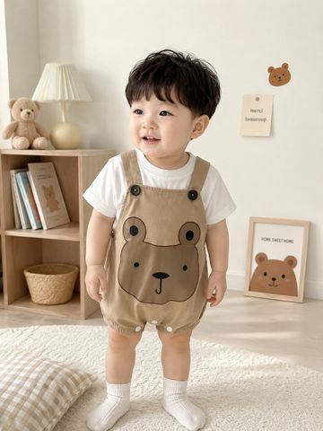 Bodysuit gấu cute đáng yêu kèm áo thun cotton dễ thương mùa hè phong cách hàn quốc cho bé trẻ em