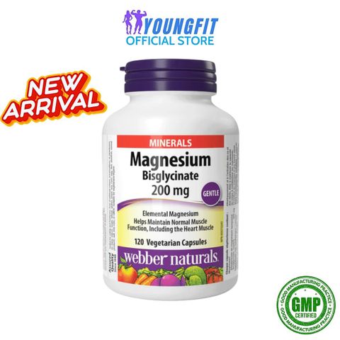 Viên Uống Magnesium Bisglycinate Webber Naturals 200mg - Giảm Căng Thẳng, Hỗ Trợ Giấc Ngủ Sâu và Khỏe Xương (Hộp 120 Viên) - YoungFit