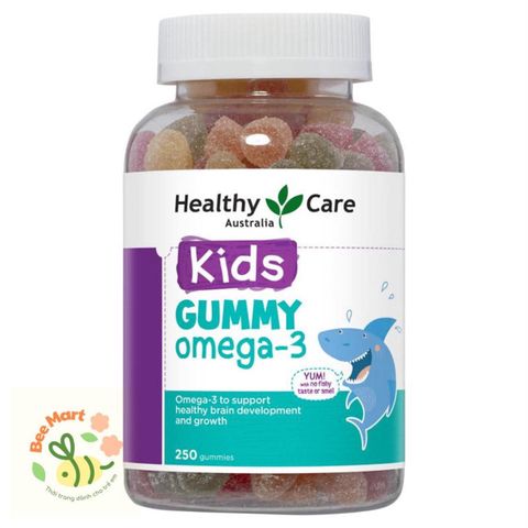 Kẹo dẻo bổ sung Omega3 Kid Gummy Omega3 hãng Healthy Care Úc hộp 250 viên hỗ trợ phát triển trí não và thị giác