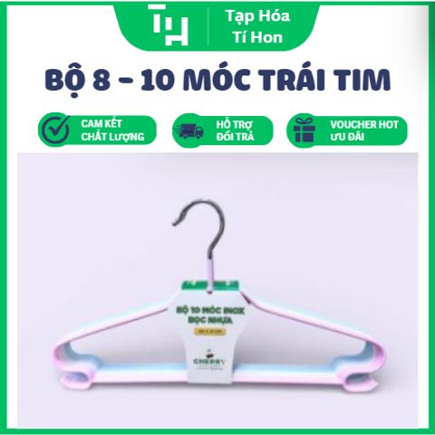 BỘ 8 - 10 MÓC TRÁI TIM VÀ INOX BỌC NHỰA (TH609)