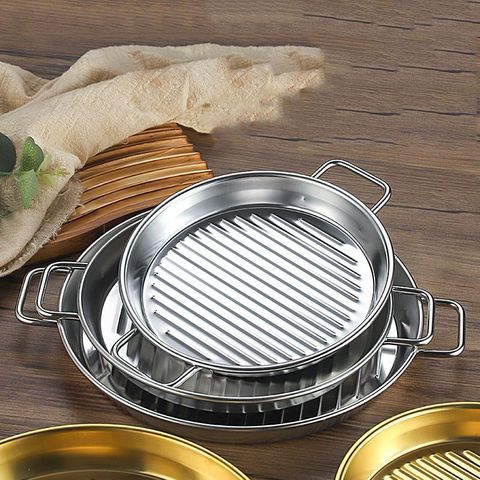 Chảo nướng tròn kiểu Hàn Quốc, dùng ăn bít tết, ăn nhẹ, tráng miệng cao cấp (TH604)