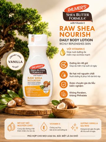 [Nhập khẩu chính ngạch] Sữa dưỡng thể bơ hạt mỡ Palmer's Raw Shea chai 250ml
