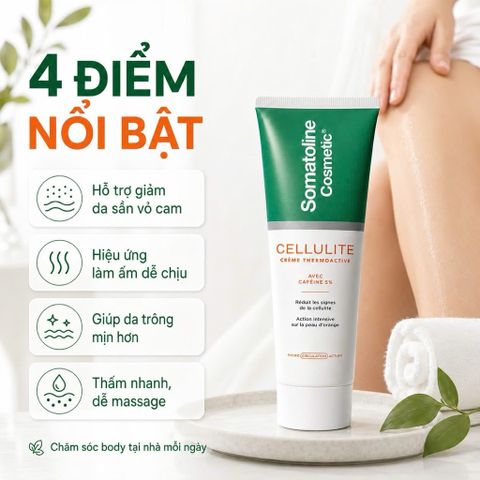 Kem Somatoline Cosmetic Cellulite Caffeine 5% 250ML. hỗ trợ giảm sần da cam, săn mịn body
