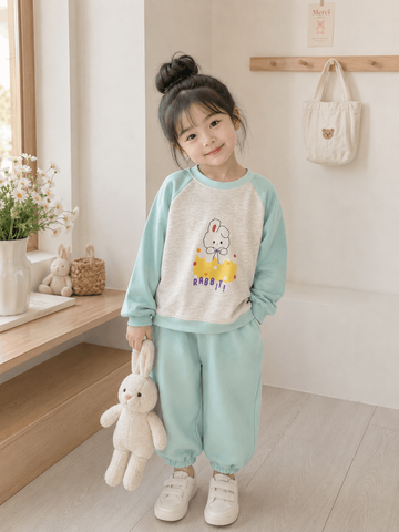 Hàng QC- Bộ nỉ trần bông thỏ con cute đáng yêu dễ thương ấm áp dày dặn mùa đông cho bé gái