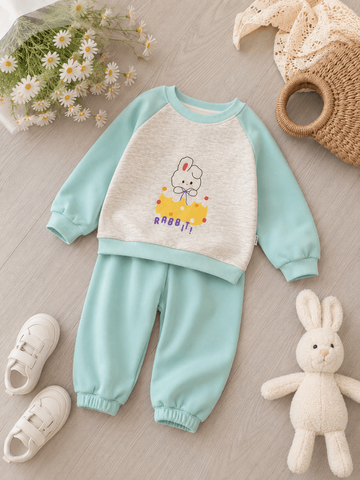 Hàng QC- Bộ nỉ trần bông thỏ con cute đáng yêu dễ thương ấm áp dày dặn mùa đông cho bé gái