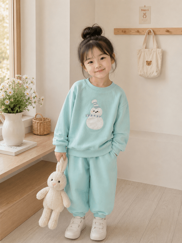 Hàng QC- Bộ nỉ trần bông người tuyết cute đáng yêu dễ thương ấm áp dày dặn mùa đông cho bé gái