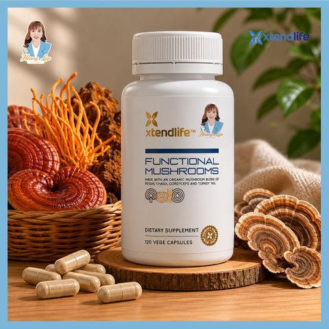 Viên uống bổ phổi New Zealand Xtend Life Functional Mushrooms 120 viên