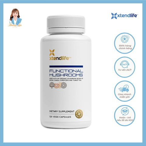 Viên uống bổ phổi New Zealand Xtend Life Functional Mushrooms 120 viên