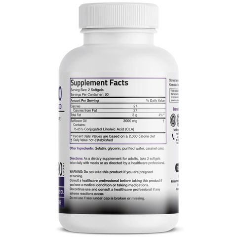 Viên Uống Giảm Cân Bronson Organic CLA 3000mg - Hỗ Trợ Tăng Cường Trao Đổi Chất - 120 Viên Mỹ 749661