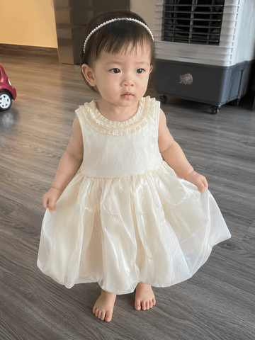 Váy đầm công chúa ba lỗ nơ voan bồng xòe xinh xắn đáng yêu mùa hè cho bé gái