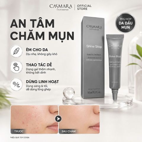 Gel Chấm Mụn Cấp Tốc CASMARA Shine Stop 10ml - Kiểm Dầu Thấm Nhanh Cho Da Dầu Mụn