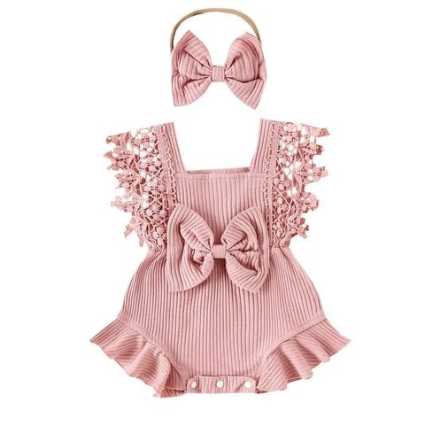 Bodysuit ren nơ kèm bờm xinh xắn dễ thương mùa hè cho bé gái điệu đà