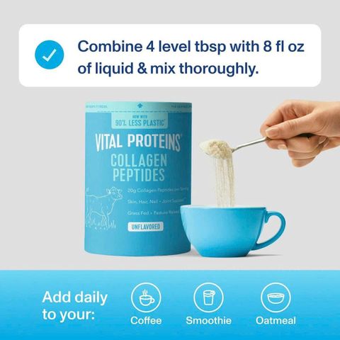 Bột Collagen Vital Proteins Collagen Peptides 680g - Tăng cường độ đàn hồi, trẻ hóa da, giảm nếp nhăn, hỗ trợ tóc và xương khớp