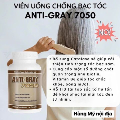Viên Uống Giảm Tóc Bạc Sớm AntiGray Hair 7050 - Hỗ Trợ Tóc Khỏe Mạnh, Bóng Mượt, Xuất Xứ Mỹ, Dành Cho Nam Nữ
