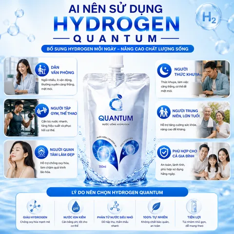 Nước Uống Hydrogen Quantum Giàu Hydrogen Ion Kiềm ORP Âm Bù Khoáng Nhanh Cho Người Chơi Thể Thao