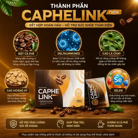 Caphelink New Cà Phê Sức Khỏe Chính Hãng – Tỉnh Táo Minh Mẫn Hỗ Trợ Tăng Đề Kháng