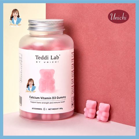 Kẹo dẻo bổ sung Canxi Vitamin D3 giúp xương chắc khỏe Úc Unichi Teddi Lab Calcium Vitamin D3 Gummy 60 viên