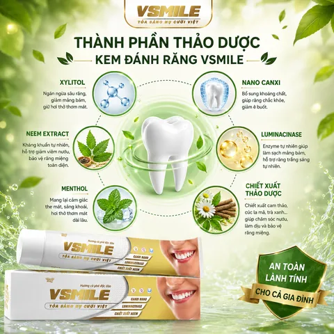 Kem Đánh Răng VSmile Cafe Thảo Dược Làm Sạch Răng Thơm Hơi Thở Giảm Ố Vàng 150g