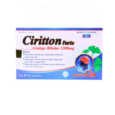 Hoạt huyết dưỡng não Ciritton Ginkgo Biloba 1200mg - 30 viên [Ciritton Forte]