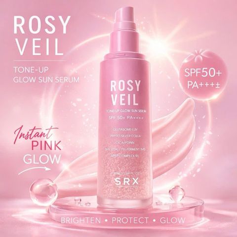 Kem chống nắng nâng tông Srx Rosy Veil Tone Up Glow Sun Serum Spf 50 Pa++++ [hàng nhập khẩu]