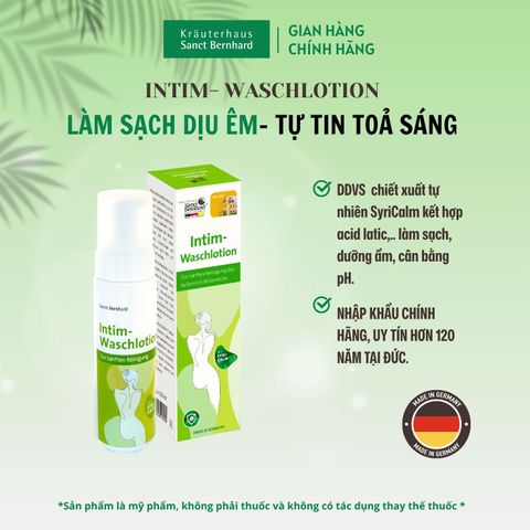 Dung Dịch Vệ Sinh Phụ Nữ Sanct Bernhard Intim Washchlotion 200ml - Ngăn Ngừa Viêm Nhiễm, Làm Sạch Dịu Nhẹ, Dành Cho Phụ Nữ Có Thai, Sau Sinh
