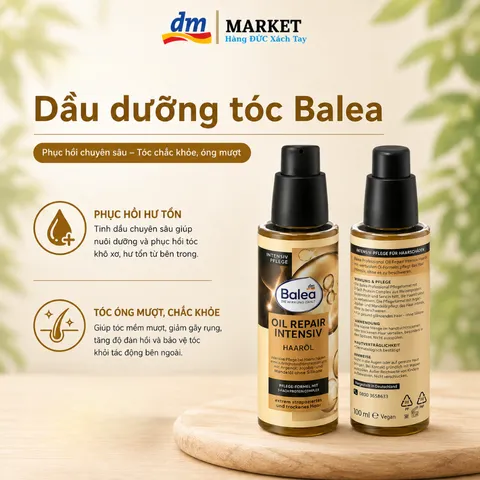 Tinh Dầu Dưỡng Tóc Balea 100ml - Phục Hồi Tóc Hư Tổn, Khô, Chẻ Ngọn - Dưỡng Tóc Mềm Mượt, Xuất Xứ Đức