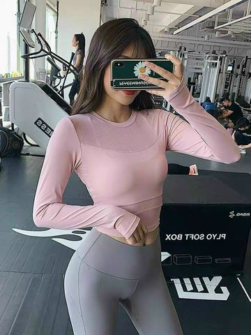 ÁO CROPTOP DÀI TAY THỂ THAO NỮ PHỐI LƯỚI CAO CẤP
