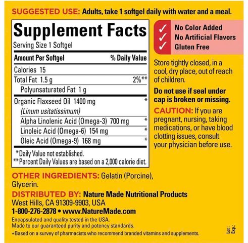 Dầu hạt lanh Omega 369 Nature Made Flaxseed Oil 1400mg 300 viên
