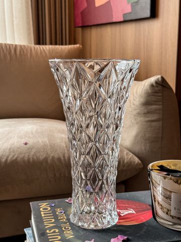 Lọ hoa Memphis trắng 30.5cm Crystal Bohemia