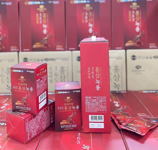 Hồng sâm nhung hươu 365 Premium hộp 60 gói x 70ml