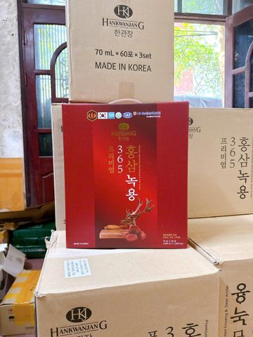Hồng sâm nhung hươu 365 Premium hộp 60 gói x 70ml