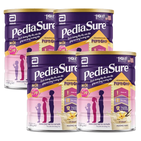 Combo 4 Thực phẩm dinh dưỡng y học cho trẻ 1-10 tuổi: Pediasure vani 850g 750852