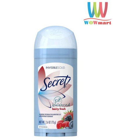 (Hàng Auth)Lăn khử mùi sáp Secret PH Balanced Berry Fresh Invisible Solid 73g Chính Hãng