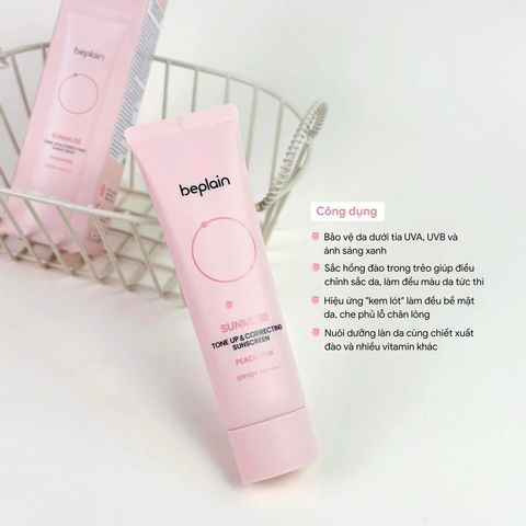 Kem Chống Nắng Beplain Sunmuse Tone Up & Correcting Sunscreen Peach Pink 50ml [hàng nhập khẩu]