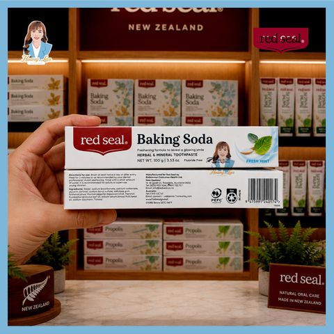 Kem đánh răng baking soda, bạc hà New Zealand Red Seal Baking Soda Toothpaste Fresh Mint 100g