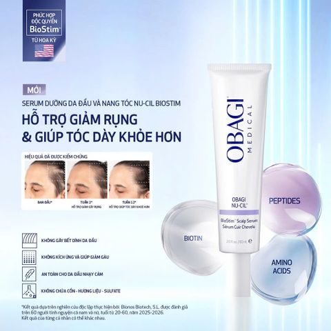 Serum Dưỡng Da Đầu & Nang Tóc Obagi Nu-cil® Biostim™ 60ml  dưỡng da đầu khỏe mạnh, bảo vệ nang tóc, giảm tình trạng tóc thưa mỏng và đứt gãy thương hiệu mỹ