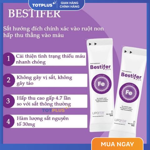 Sắt Bestifer Mom - Bổ Sung Sắt Dễ Hấp Thu, Giảm Thiếu Máu, Không Táo Bón