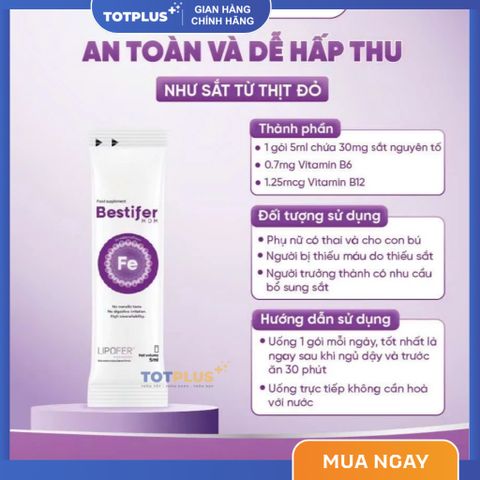 Sắt Bestifer Mom - Bổ Sung Sắt Dễ Hấp Thu, Giảm Thiếu Máu, Không Táo Bón